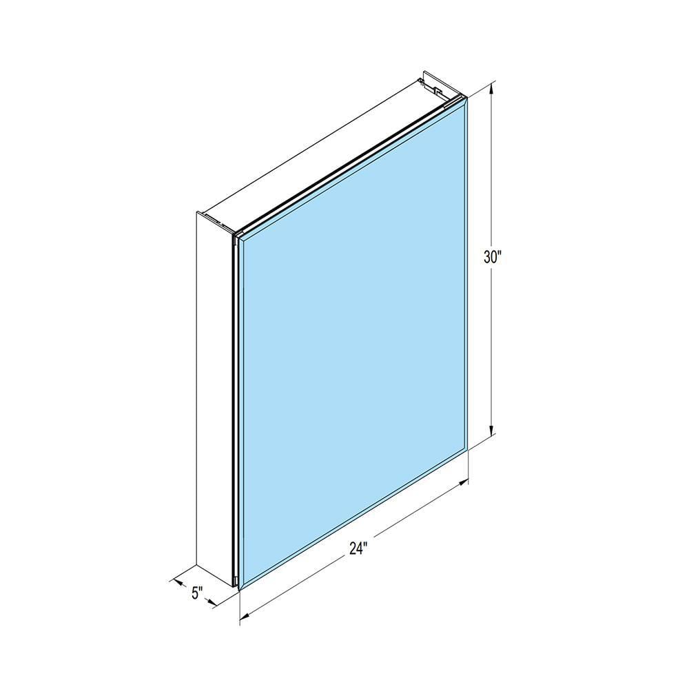 FORCLOVER 24 in. W x 30 in. H Rectangular Silver Aluminum Recessed Mount Medicine Cabinet with Mirror