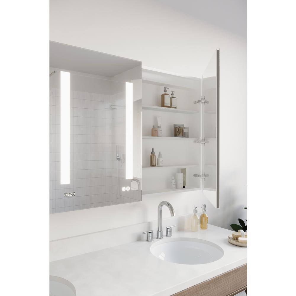 Fresca Tiempo 60 in. W. x 30 in. H Rectangular Moisture-resistant Aluminum Medicine Cabinet with Mirror and LED Lighting