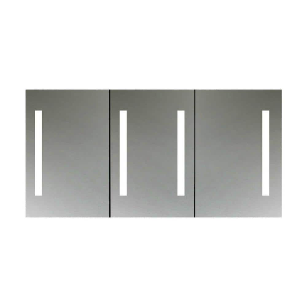 Fresca Tiempo 60 in. W. x 30 in. H Rectangular Moisture-resistant Aluminum Medicine Cabinet with Mirror and LED Lighting