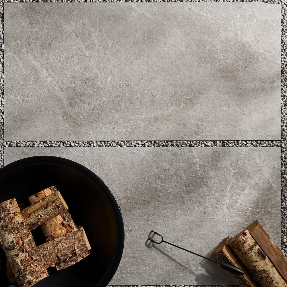 Ivy Hill Tile LithoTech 23.62 in. x 47.24 in. x 0.78 in. Silver Gray Matte Porcelain Floor Paver Tile (7.74 sq. ft./Each)