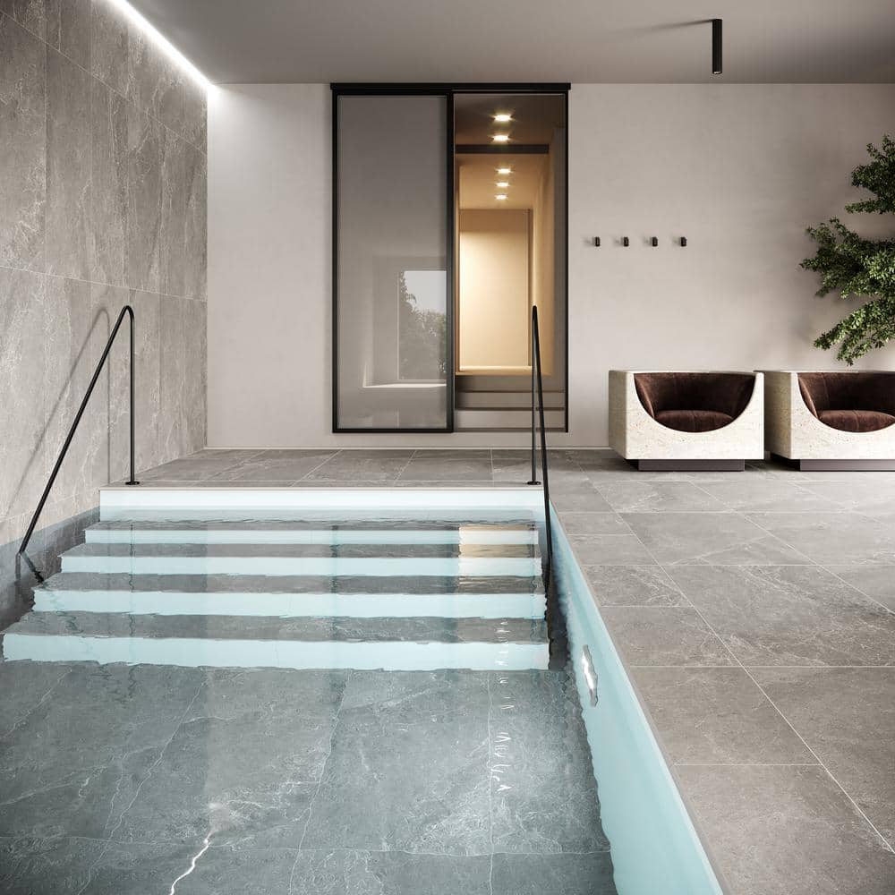 Ivy Hill Tile LithoTech 23.62 in. x 47.24 in. x 0.78 in. Silver Gray Matte Porcelain Floor Paver Tile (7.74 sq. ft./Each)