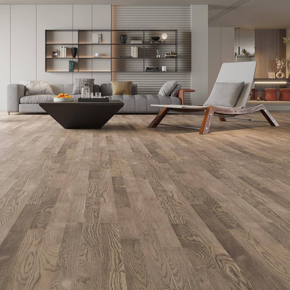 Selkirk Silver Grey Oak 3/8 in. T x 3 in. W Tongue and Groove Wire Brushed Engineered Hardwood Flooring (35.34 sq.ft./case)