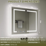GroGro Delux2 40 in. W x 32 in. H Rectangular Recessed/Surface Mount Medicine Cabinet with Mirror, Backlit and Front Light
