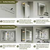 GroGro Delux2 40 in. W x 32 in. H Rectangular Recessed/Surface Mount Medicine Cabinet with Mirror, Backlit and Front Light