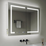 GroGro Delux2 40 in. W x 32 in. H Rectangular Recessed/Surface Mount Medicine Cabinet with Mirror, Backlit and Front Light