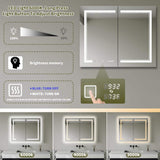 GroGro Delux2 40 in. W x 32 in. H Rectangular Recessed/Surface Mount Medicine Cabinet with Mirror, Backlit and Front Light