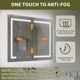 GroGro Delux2 40 in. W x 32 in. H Rectangular Recessed/Surface Mount Medicine Cabinet with Mirror, Backlit and Front Light