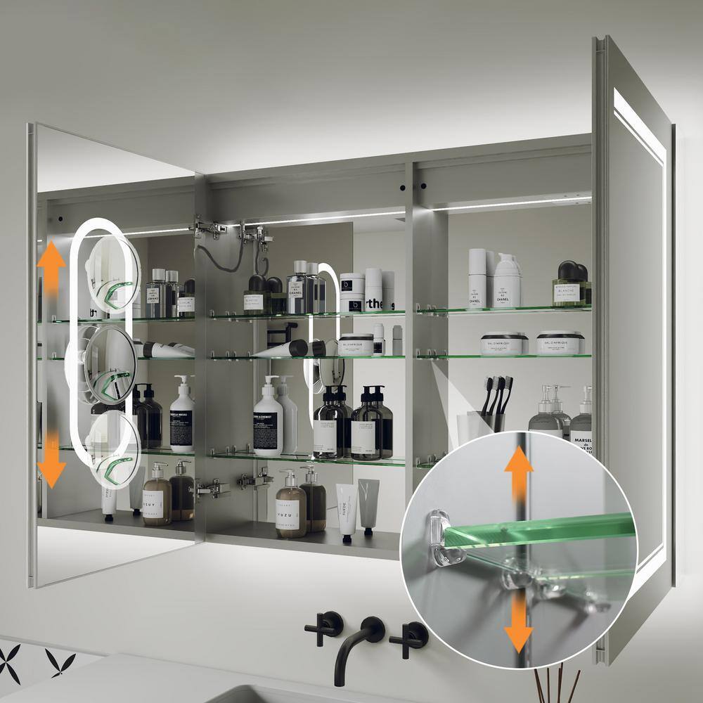 GroGro Delux2 40 in. W x 32 in. H Rectangular Recessed/Surface Mount Medicine Cabinet with Mirror, Backlit and Front Light