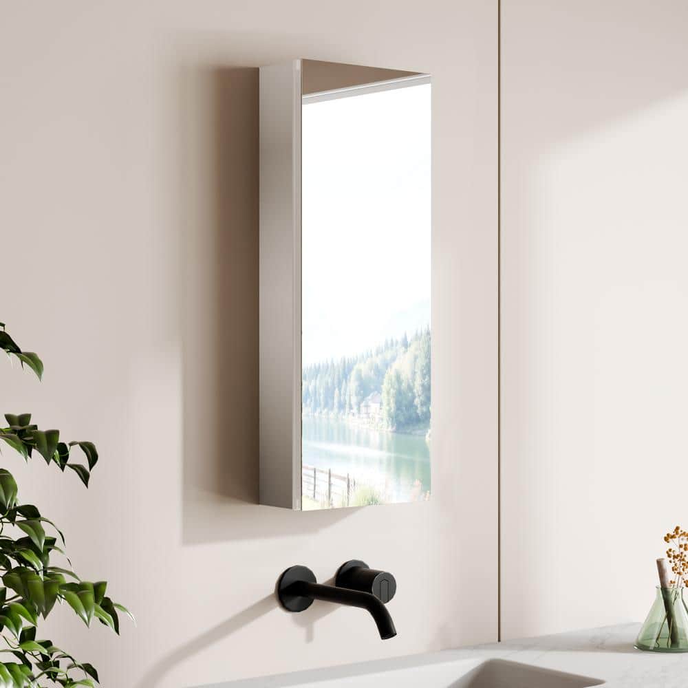 GroGro 12 in. W x 32 in. H Rectangular Aluminum Recessed/Surface Mount Single Medicine Cabinet with Mirror