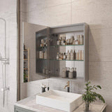 HMMHVV 20 in. W x 28 in. H Rectangular Aluminum Left Surface Mount Smart LED Lighted Wall Bathroom Medicine Cabinet with Mirror