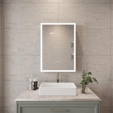 HMMHVV 20 in. W x 28 in. H Rectangular Aluminum Left Surface Mount Smart LED Lighted Wall Bathroom Medicine Cabinet with Mirror