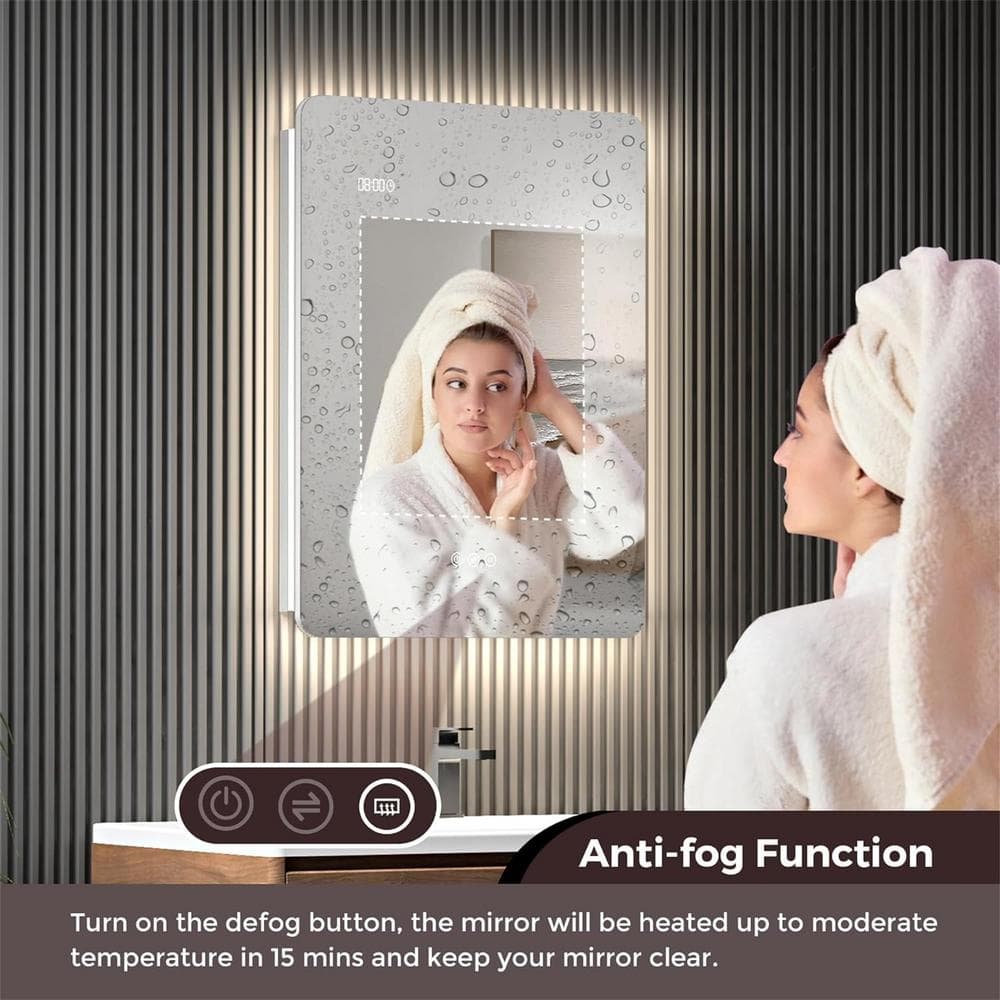 HMMHVV 20 in. W x 28 in. H Rectangular Aluminum Surface Mount Smart Lighted LED Bathroom Medicine Cabinet with Mirror