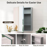 KeonJinn 14 in. W x 18 in. H Rectangular Frameless Aluminum Silver Medicine Cabinet with Mirror