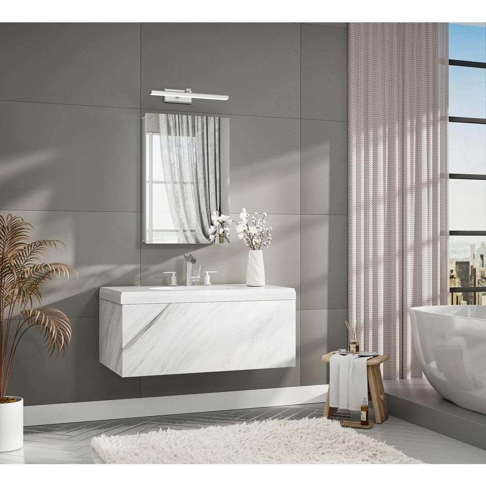 KeonJinn 14 in. W x 18 in. H Rectangular Frameless Aluminum Silver Medicine Cabinet with Mirror