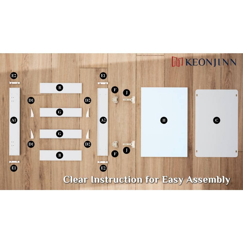 KeonJinn 14 in. W x 18 in. H Rectangular Frameless Aluminum Silver Medicine Cabinet with Mirror