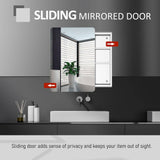 kleankin 18 in. W x 26 in. H Bathroom Silver Recessed/Surface Mount Medicine Cabinet with Mirror, Storage Shelf, Stainless Steel
