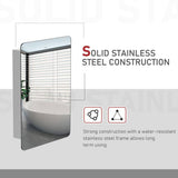 kleankin 18 in. W x 26 in. H Bathroom Silver Recessed/Surface Mount Medicine Cabinet with Mirror, Storage Shelf, Stainless Steel