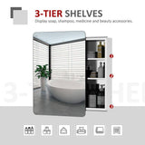 kleankin 18 in. W x 26 in. H Bathroom Silver Recessed/Surface Mount Medicine Cabinet with Mirror, Storage Shelf, Stainless Steel
