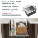 LORDEAR 23x19 Stainless Steel Undermount Utility Sink - Silver