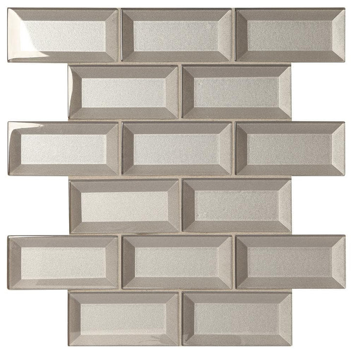Marazzi Decor Accents Silver 12 in. x 12 in. x 8 mm Glass Brick Joint Mosaic Wall Tile (0.8 sq. ft. / piece)