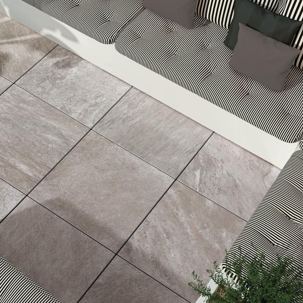 Alpe Silver 24 in. x 24 in. x 0.75 in. Quartzite-Look Porcelain Paver for Outdoor Patios