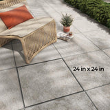 Alpe Silver 24 in. x 24 in. x 0.75 in. Quartzite-Look Porcelain Paver for Outdoor Patios