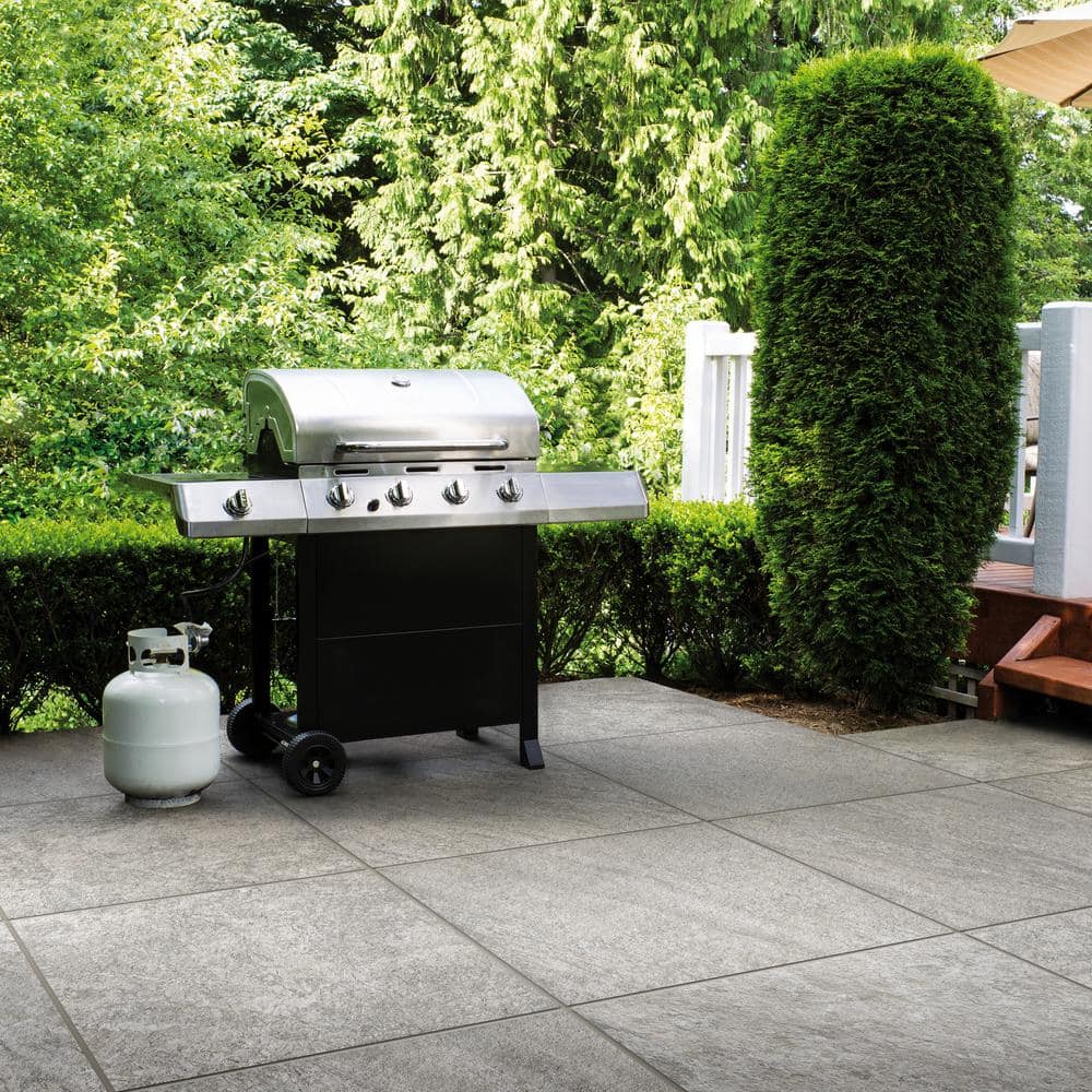 Alpe Silver 24 in. x 24 in. x 0.75 in. Quartzite-Look Porcelain Paver for Outdoor Patios