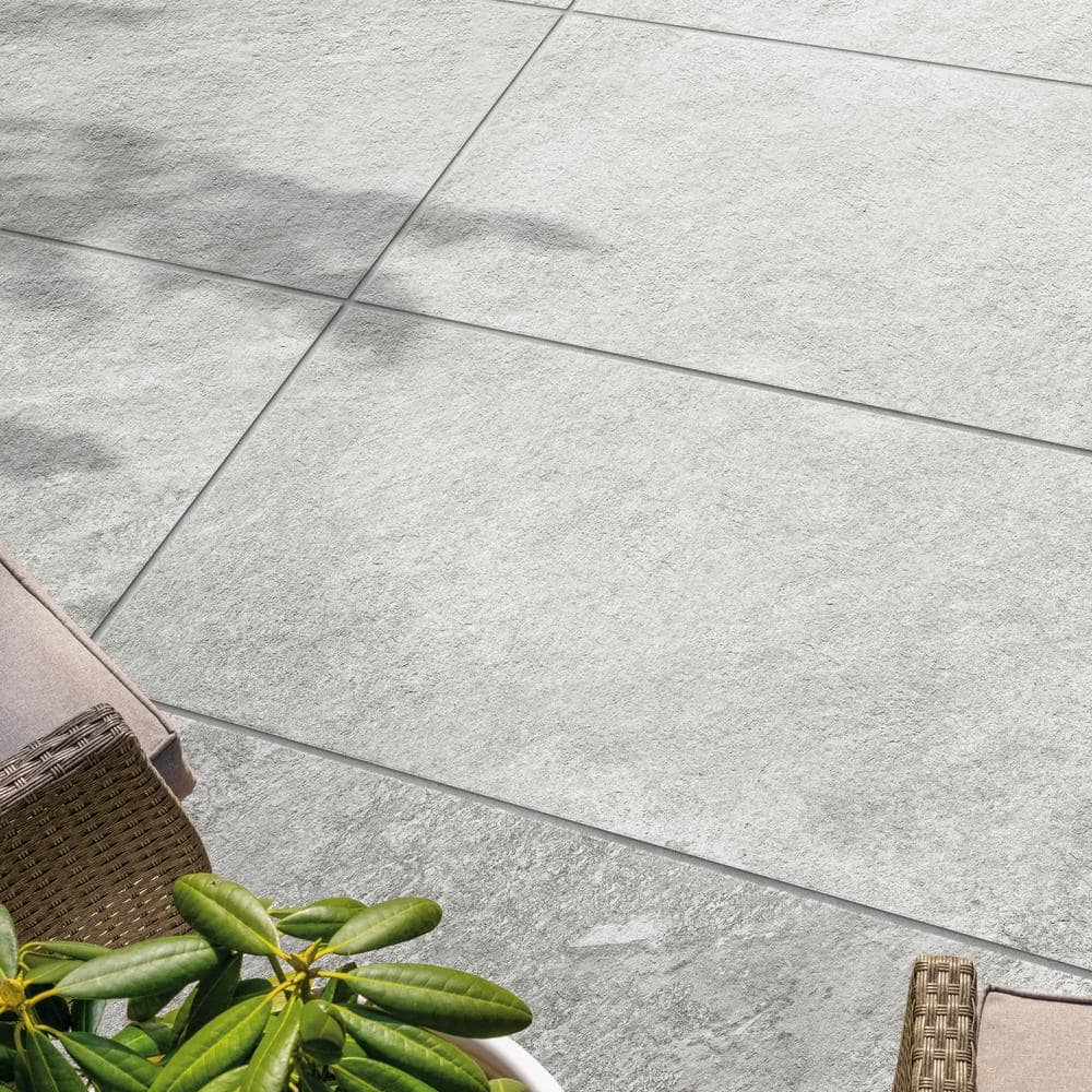 Alpe Silver 24 x 48 x 0.75 in. Quartzite-Look Porcelain Paver for Outdoor Floors