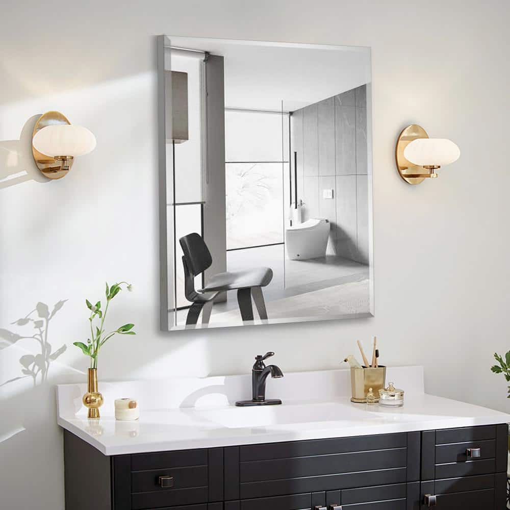 Classic 24 in. W x 30 in. H Rectangular Aluminum Surface Recessed Mount Medicine Cabinet Mirror, Adjustable Shelves