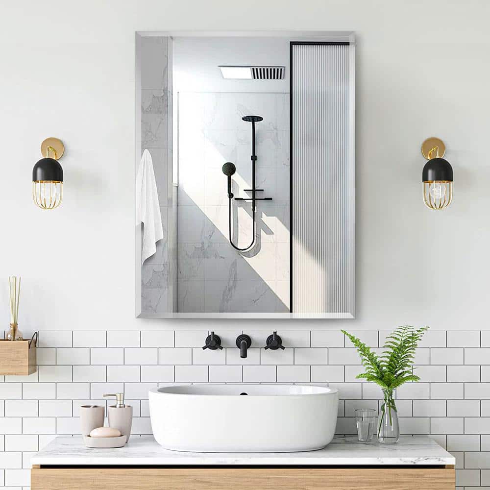Classic 24 in. W x 30 in. H Rectangular Aluminum Surface Recessed Mount Medicine Cabinet Mirror, Adjustable Shelves
