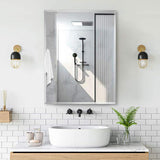 Classic 24 in. W x 30 in. H Rectangular Aluminum Surface Recessed Mount Medicine Cabinet Mirror, Adjustable Shelves