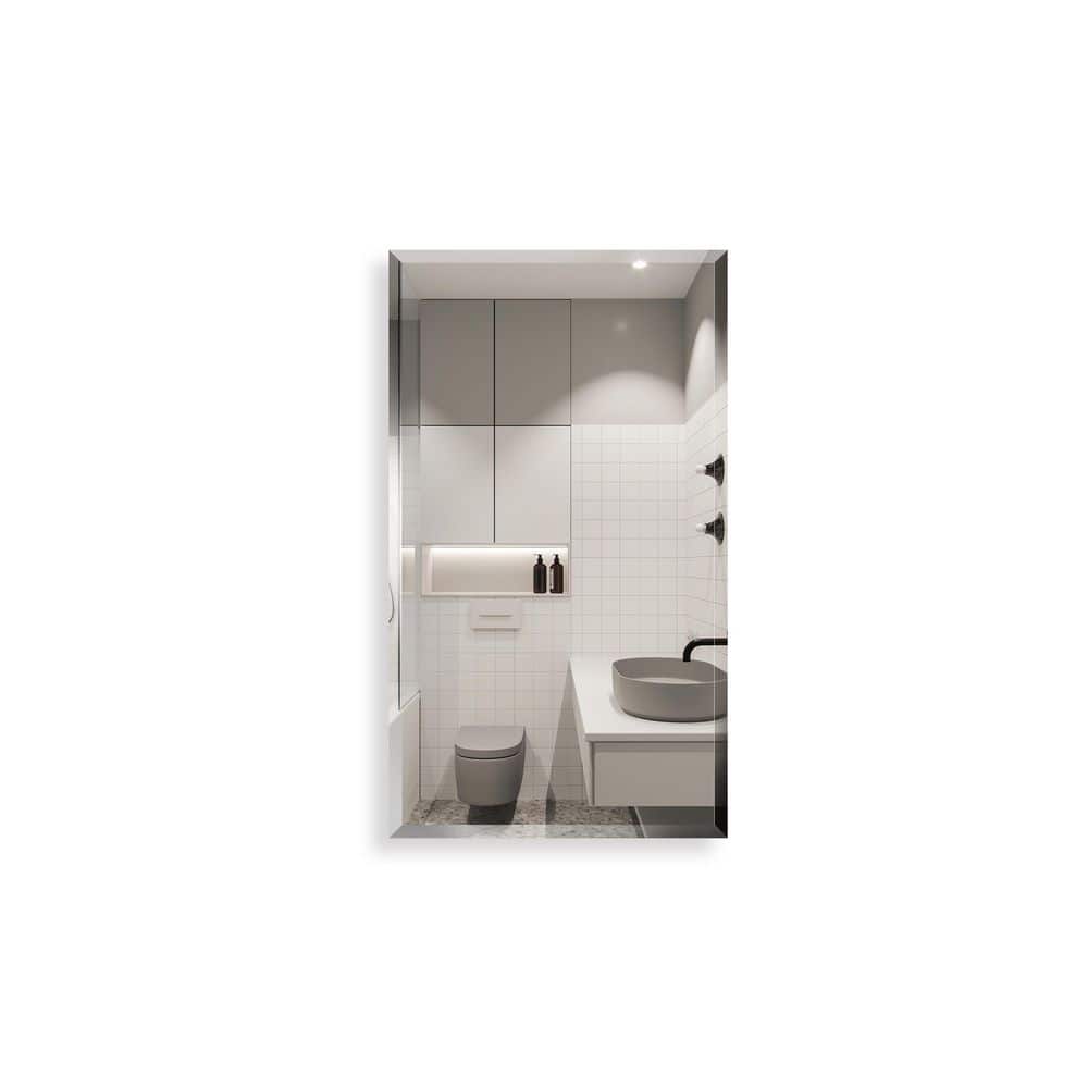 15 in. W x 26 in. H Silver Recessed/Surface Mount Medicine Cabinet with Mirror Bathroom Large Storage Left Swing