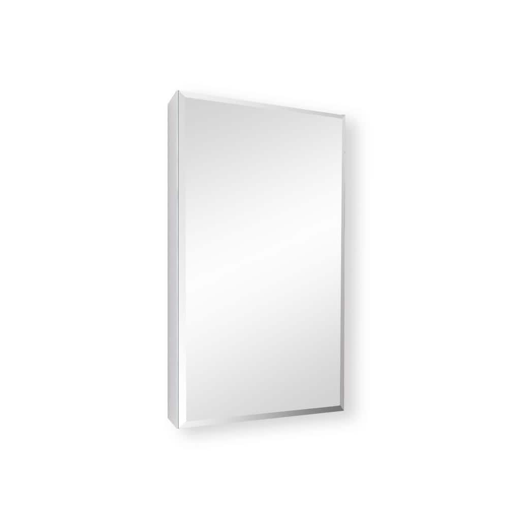 15 in. W x 26 in. H Silver Recessed/Surface Mount Medicine Cabinet with Mirror Bathroom Large Storage Left Swing