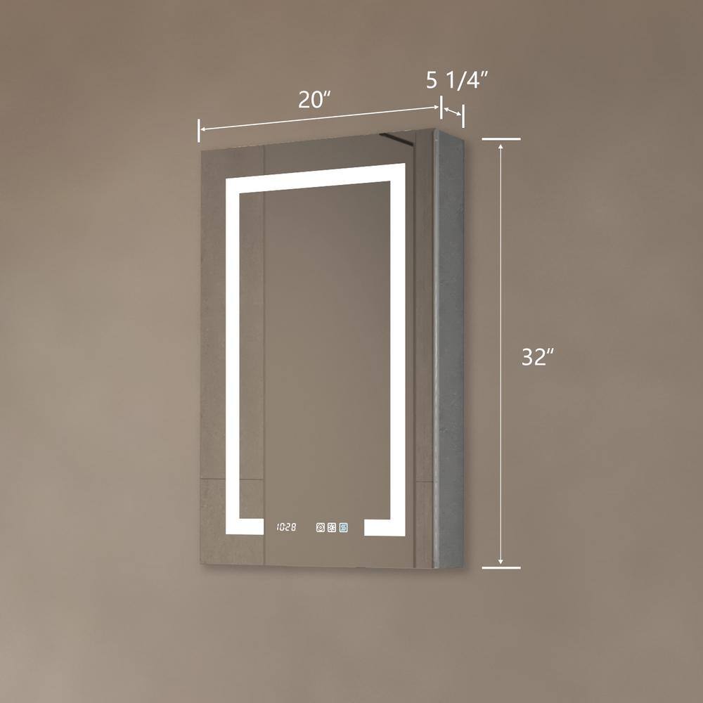 Modern 20 in. W x 32 in. H Rectangular Aluminum Medicine Cabinet with Mirror for Bathroom