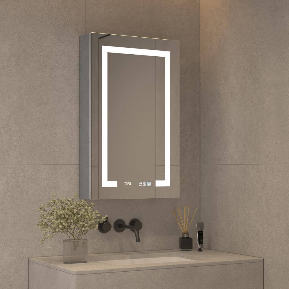 Modern 20 in. W x 32 in. H Rectangular Aluminum Medicine Cabinet with Mirror for Bathroom