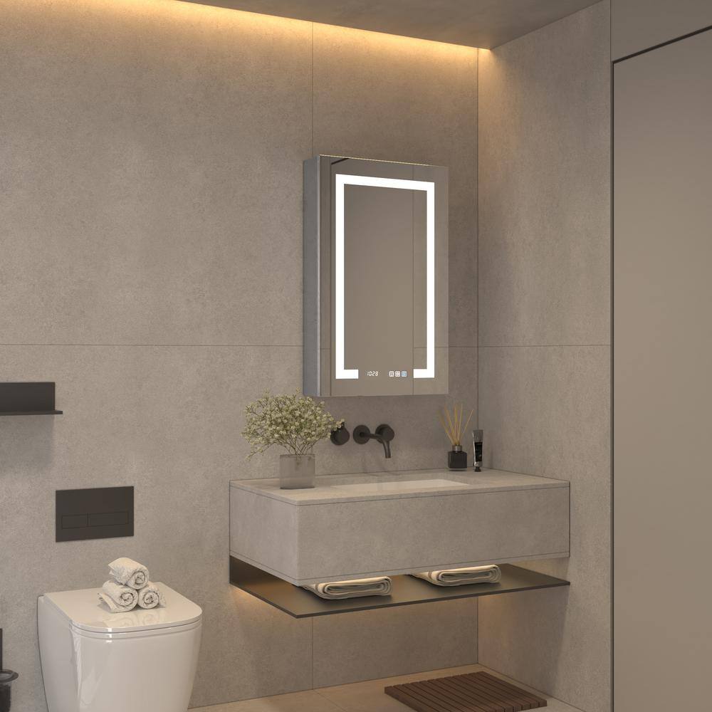 Modern 20 in. W x 32 in. H Rectangular Aluminum Medicine Cabinet with Mirror for Bathroom