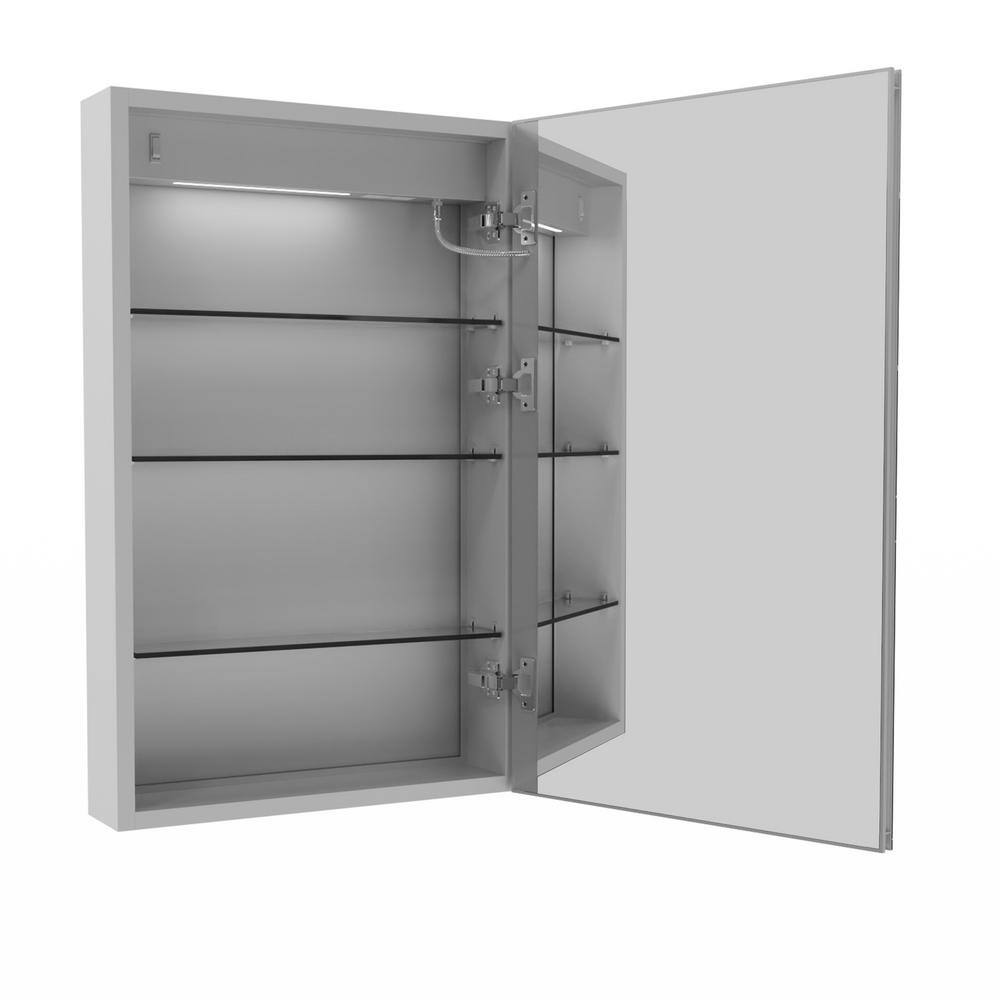 Modern 20 in. W x 32 in. H Rectangular Aluminum Medicine Cabinet with Mirror for Bathroom