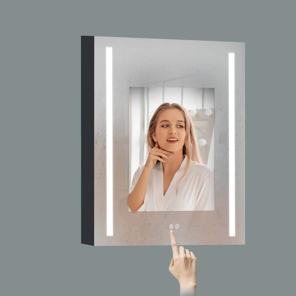 XUJMK Anti-fog 60 in. W x 30 in. H Rectangular Aluminum Medicine Cabinet with Mirror in Silver LED Bathroom Defogging Dimmer
