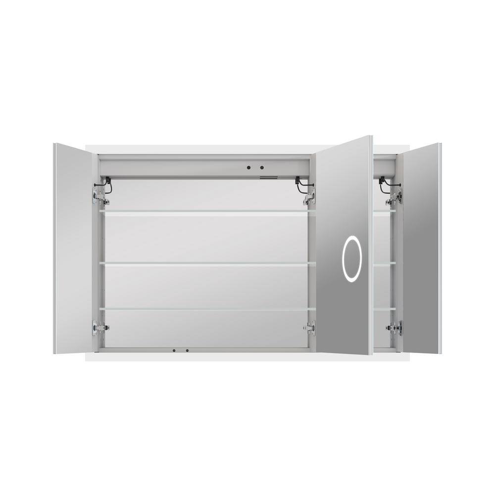ANGELES HOME 48 in. W x 32 in. H Rectangular Aluminum Anti-Fog LED Medicine Cabinet with Mirror