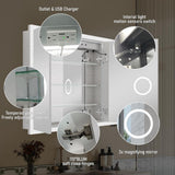 ANGELES HOME 48 in. W x 32 in. H Rectangular Aluminum Anti-Fog LED Medicine Cabinet with Mirror