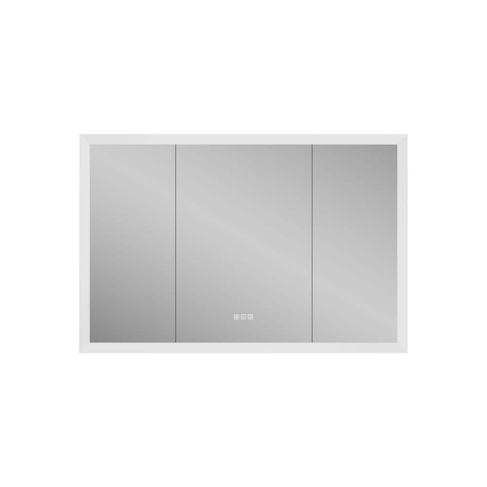 ANGELES HOME 48 in. W x 32 in. H Rectangular Aluminum Anti-Fog LED Medicine Cabinet with Mirror
