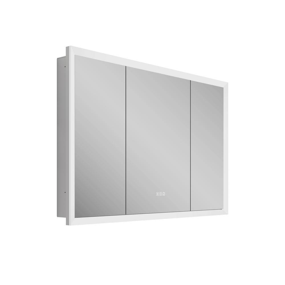 ANGELES HOME 48 in. W x 32 in. H Rectangular Aluminum Anti-Fog LED Medicine Cabinet with Mirror