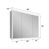 ANGELES HOME 48 in. W x 32 in. H Rectangular Aluminum Anti-Fog LED Medicine Cabinet with Mirror