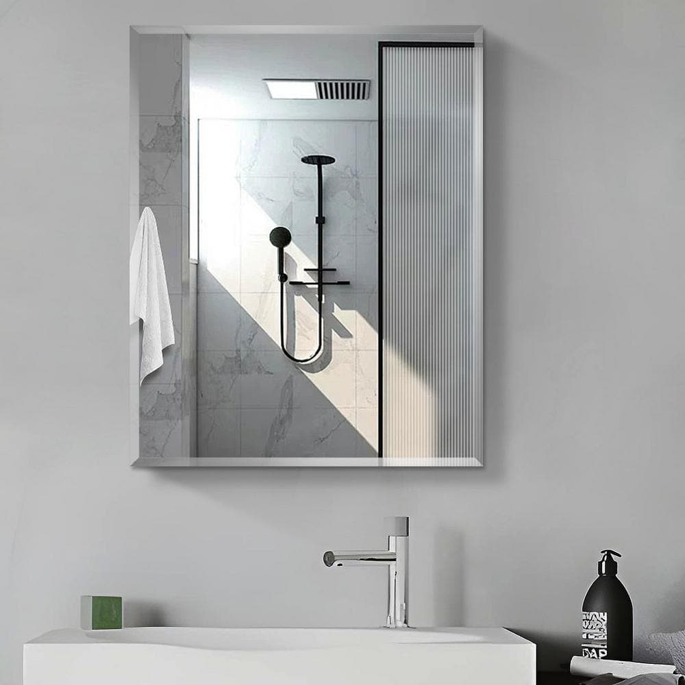 Modern 24 in. W x 30 in. H Silver Rectangular Aluminum Frameless Wall Mount or Recessed Medicine Cabinet with Mirror