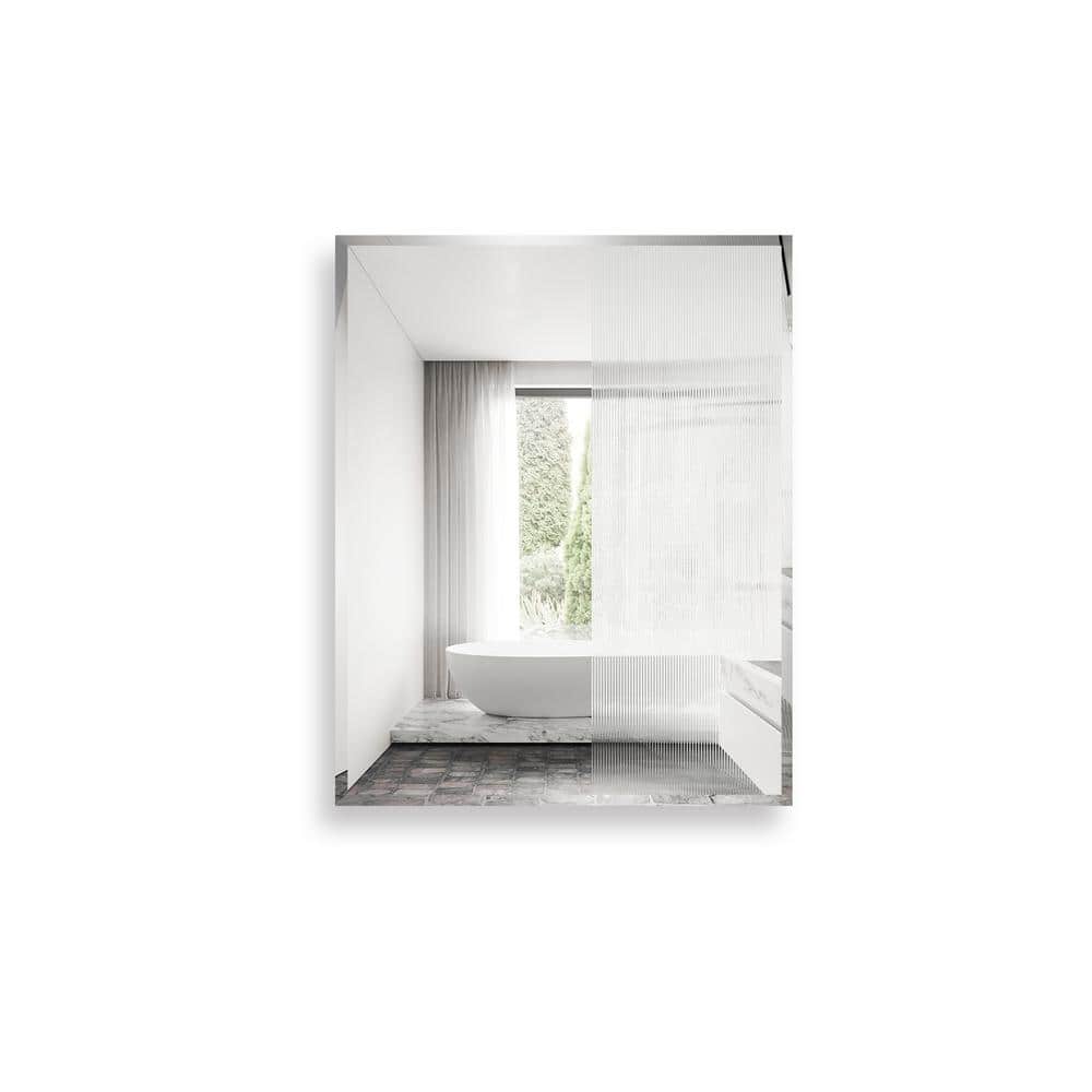 Modern 24 in. W x 30 in. H Silver Rectangular Aluminum Frameless Wall Mount or Recessed Medicine Cabinet with Mirror