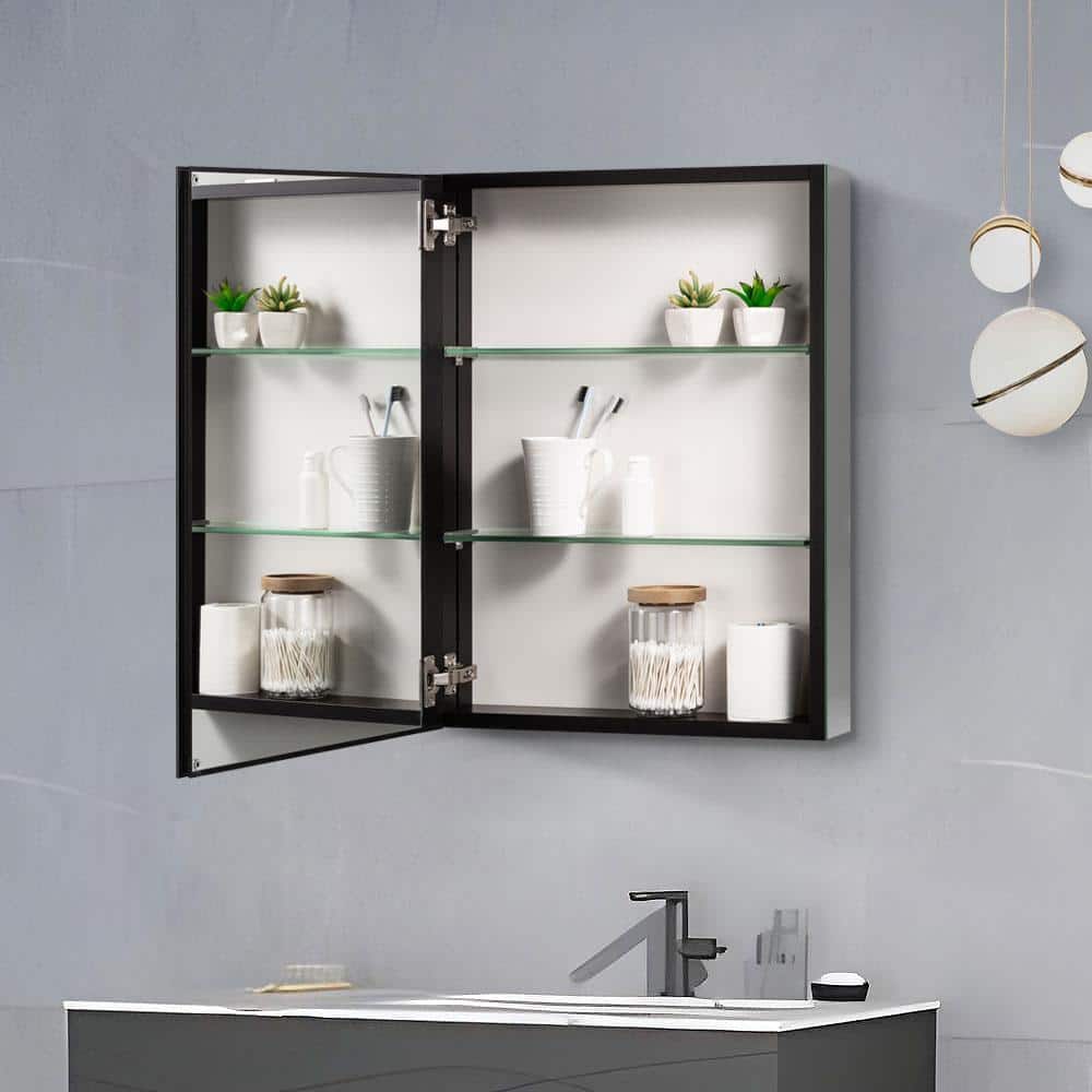 MEDUNJESS ASY 20 in. W x 26 in. H Rectangular Frameless Recessed or Surface Mount Medicine Cabinet with Mirror