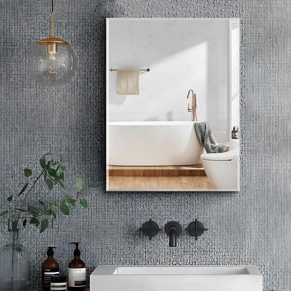 MEDUNJESS ASY 20 in. W x 26 in. H Rectangular Frameless Recessed or Surface Mount Medicine Cabinet with Mirror