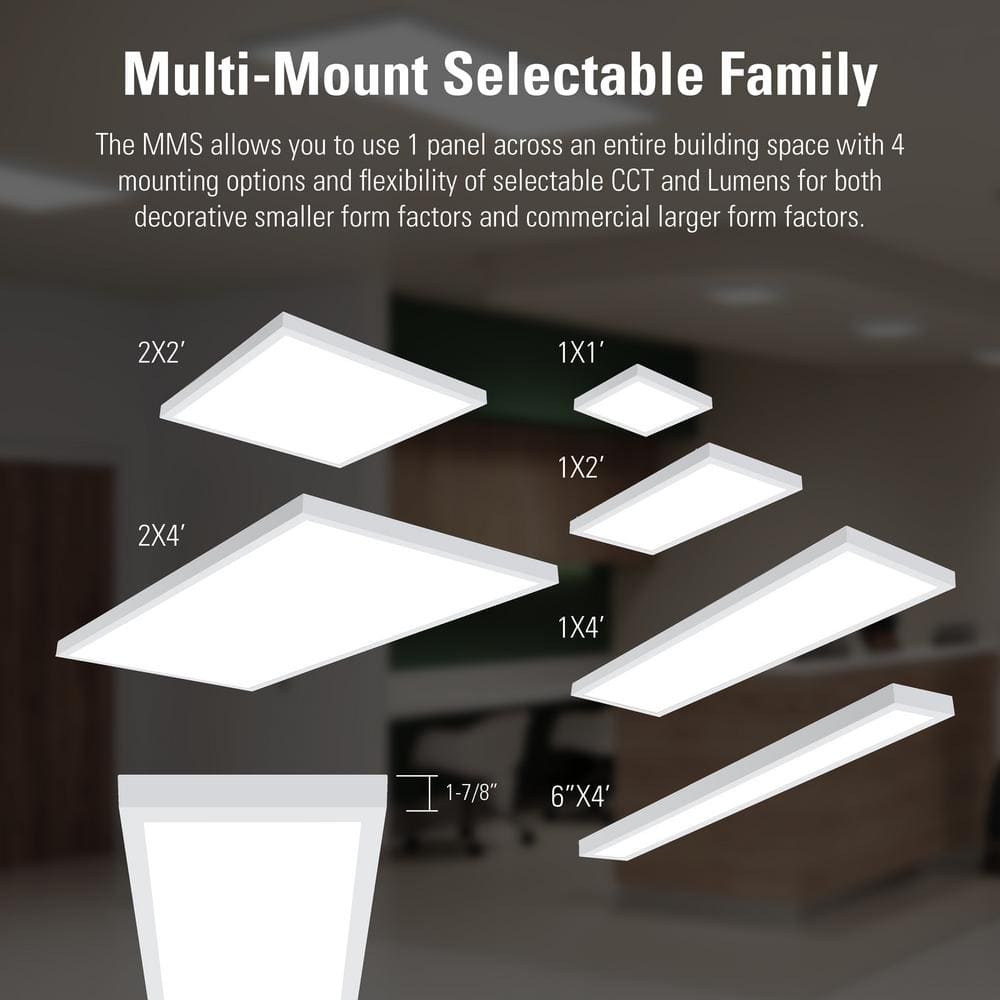 Metalux 1 ft. x 1 ft. Integrated LED Panel Light, Selectable 2000/1500/1000 Lumens and 2700/3000/3500/4000/5000 Sel CCT