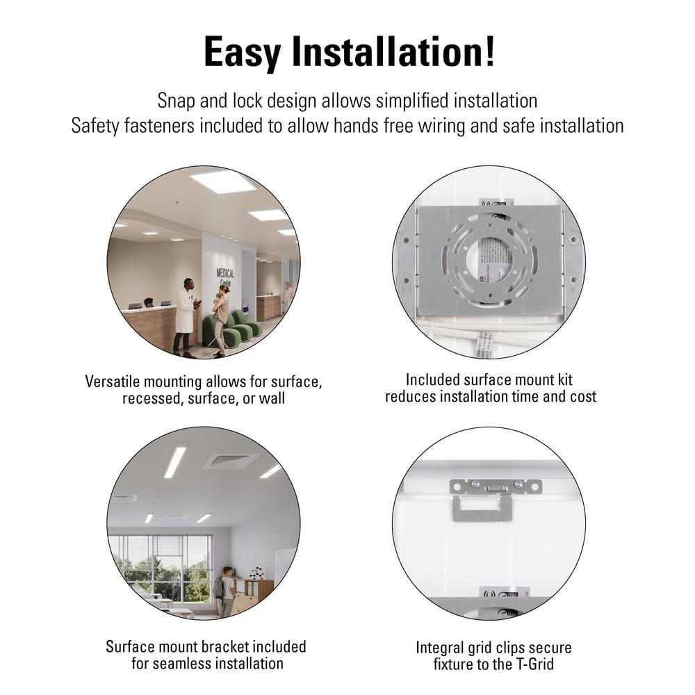 Metalux 1 ft. x 2 ft. Integrated LED Panel Light, Selectable 3000/2400/1800 Lumens and 2700/3000/3500/5000 Sel CCT