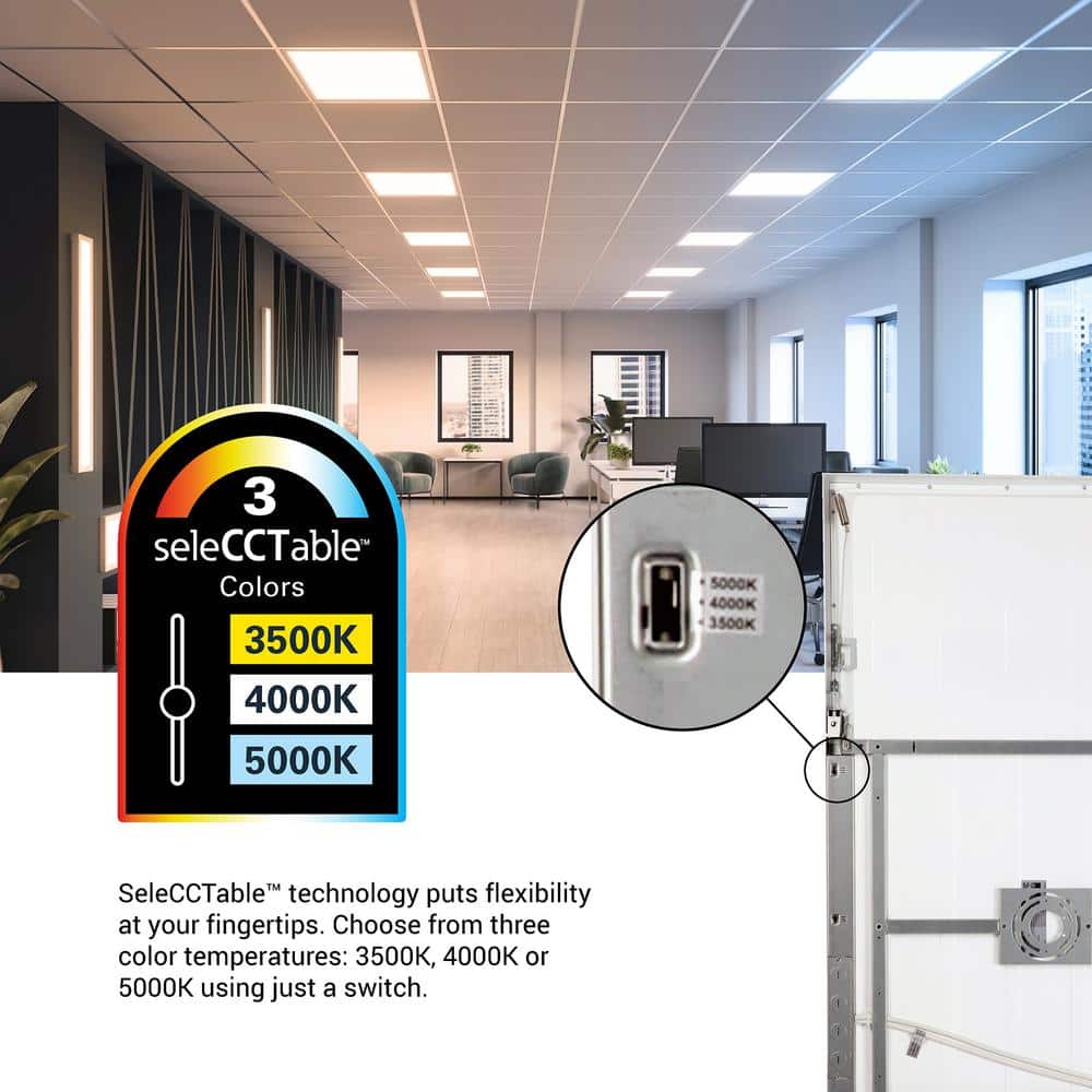 Metalux 2 ft. x 4 ft. Integrated LED Panel Light, Selectable 4800/3350/2500 Lumens and 3500/4000/5000 Sel CCT